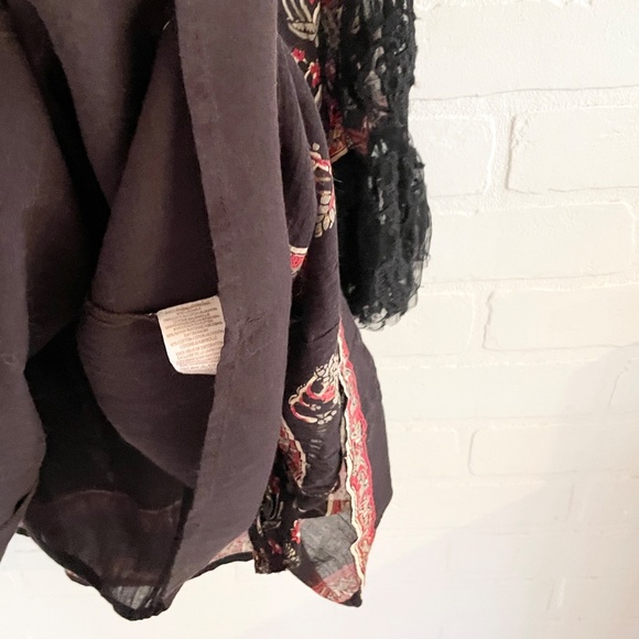 Free People Nomad Child Boho Dress Sexy Lace back fringe Dark Floral S Oversized - Picture 11 of 16